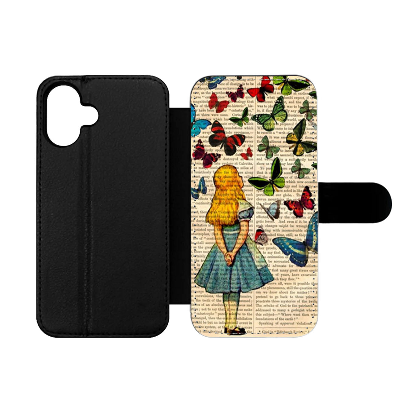 Alice In Wonderland Book Butterflies Wallet iPhone Case