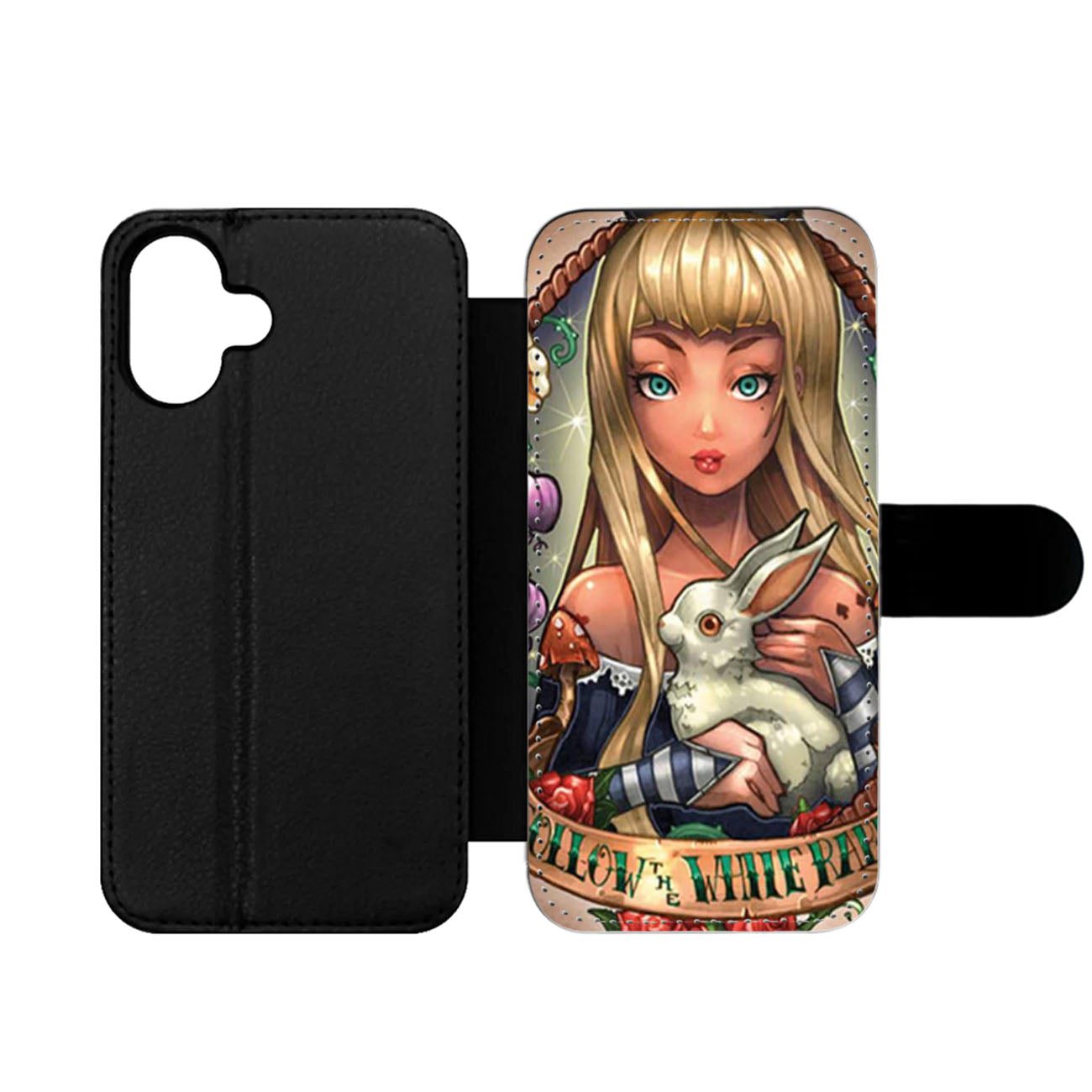 Alice in Wonderland Follow The White Rabbit Wallet iPhone Case