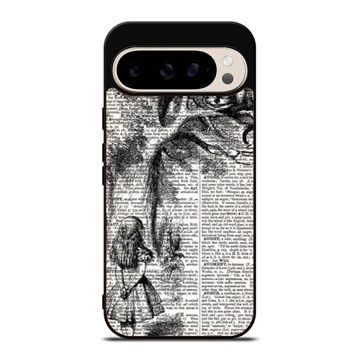 Alice with the Cheshire Cat Art Print on Dictionary Google Pixel 9 Pro Case