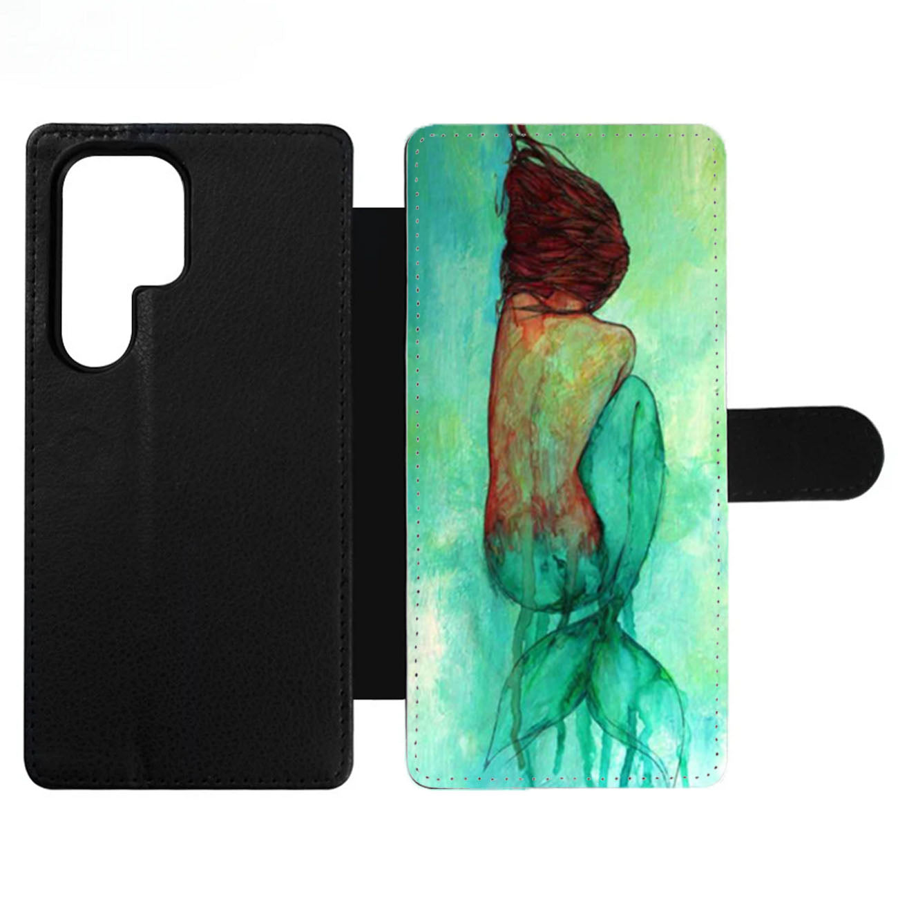 Ariel Little Mermaid Watercolor Paint Art Wallet Samsung Case