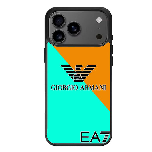 Armani Mint Orange Logo iPhone 17 Pro Max Case