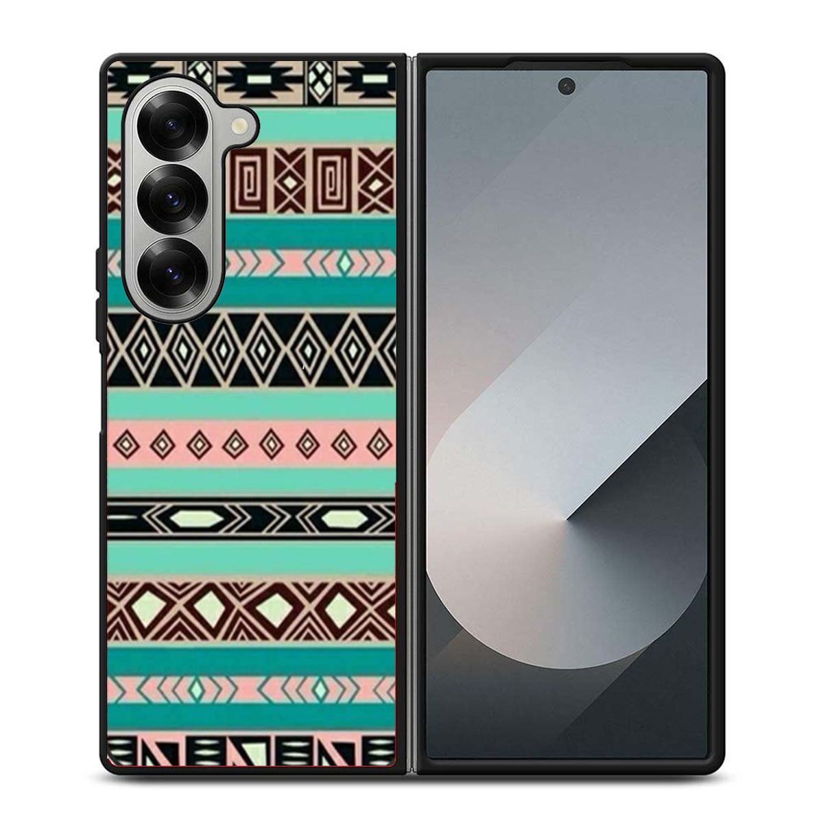 Aztec Blue Tribal Pattern Samsung Z Fold 6 Case