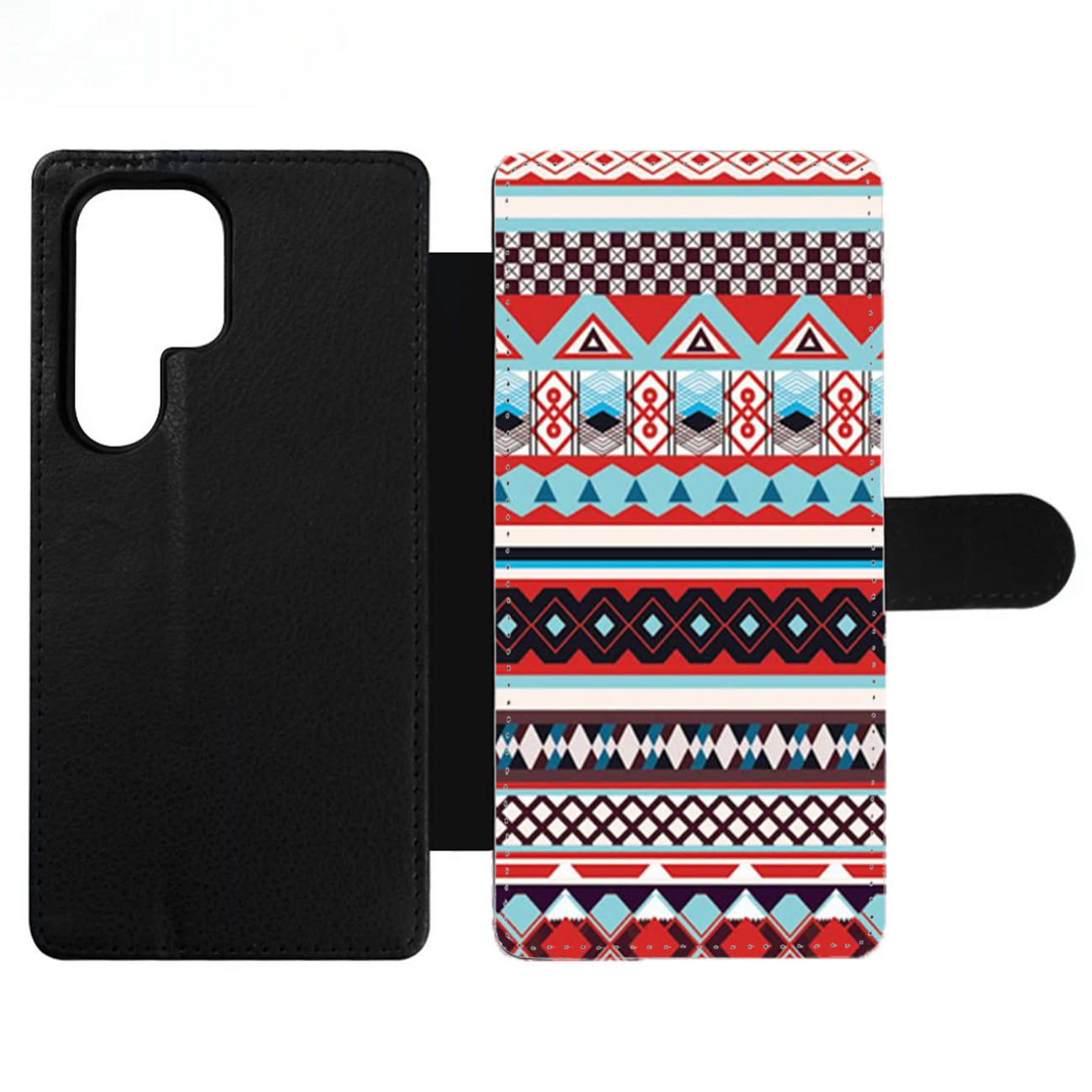 Aztec Tribal Geometric Pattern Blue Wallet Samsung Case
