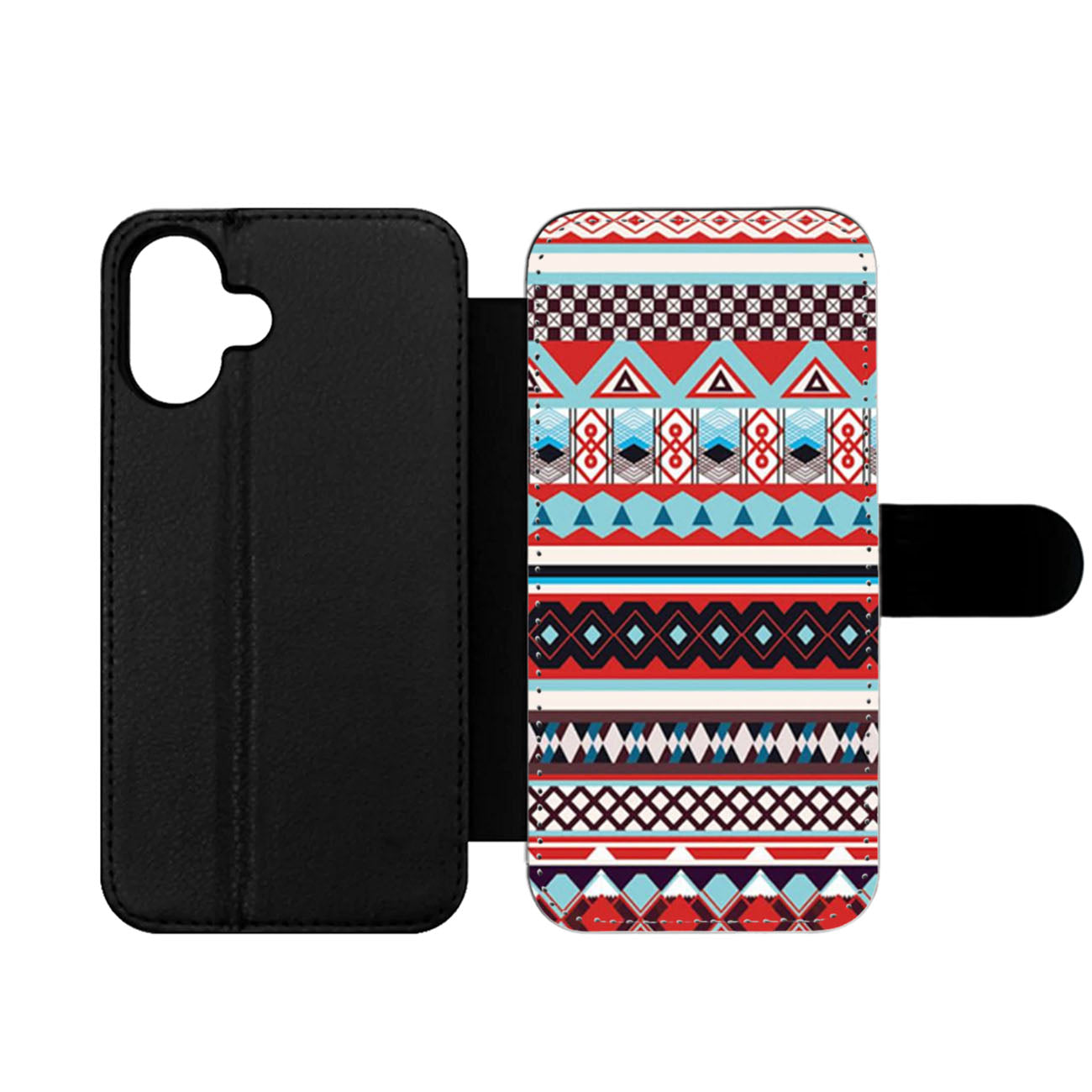 Aztec Tribal Geometric Pattern Blue Wallet iPhone Case