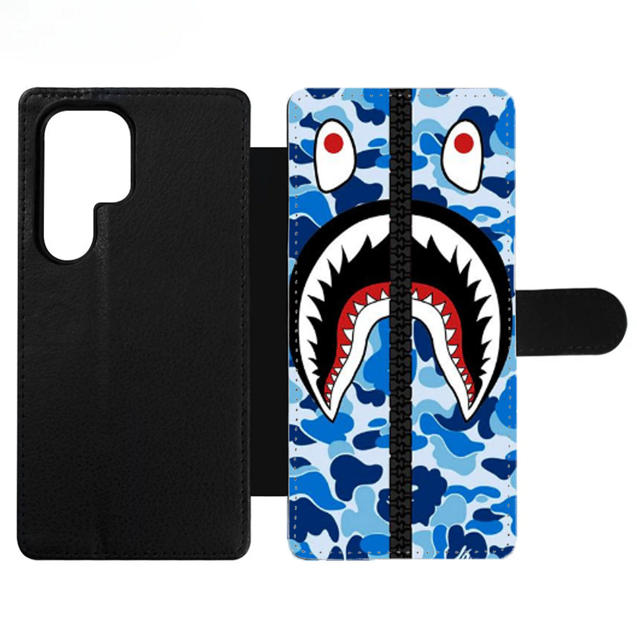 BAPE SHARK CAMO BLUE ZIP Wallet Samsung Case