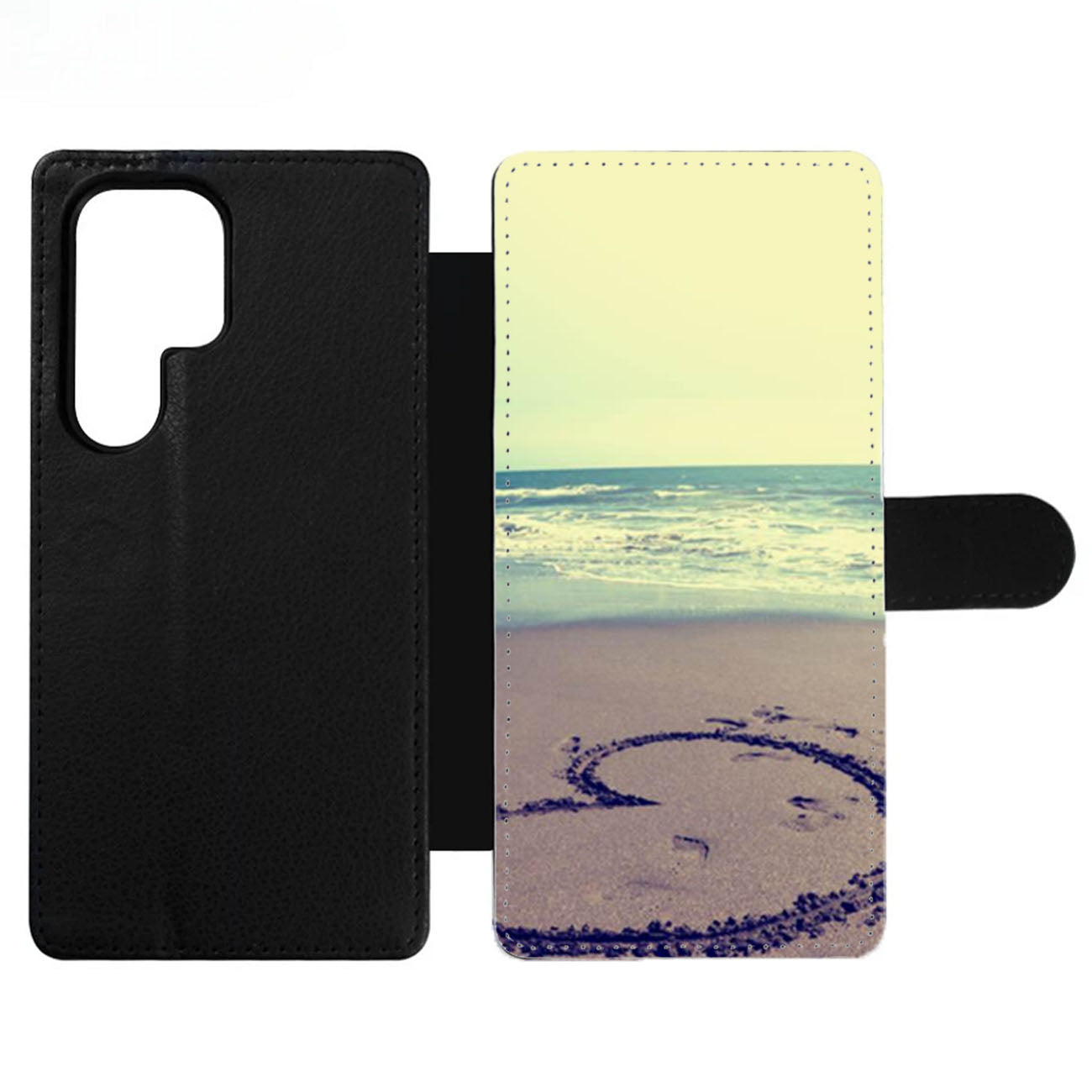 Beach Sand Heart Drawing Wallet Samsung Case