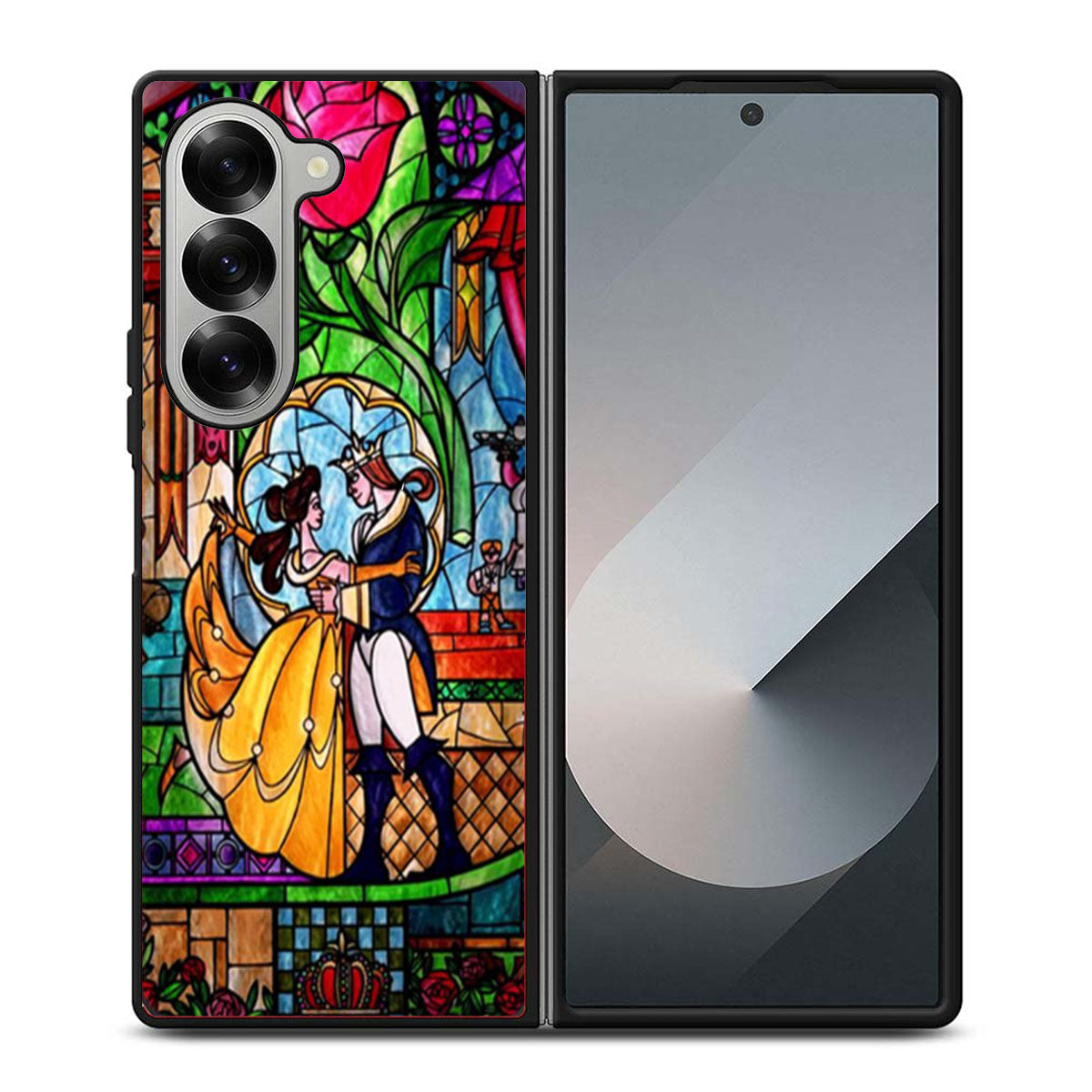 Beauty and The Beast Stained Glass Samsung Z Fold 6 Case