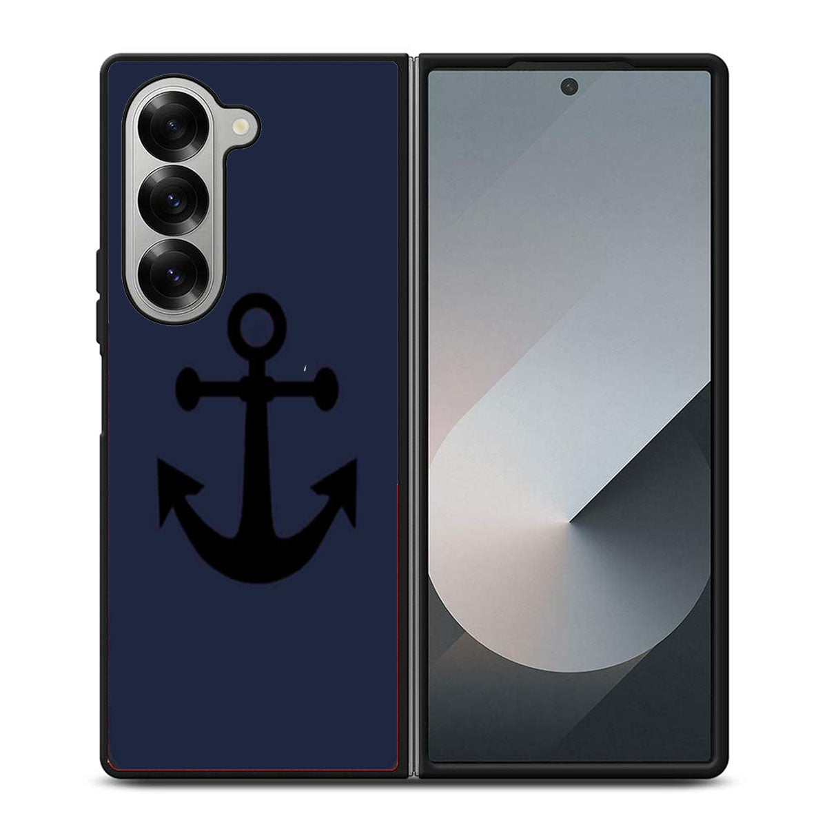 Black Anchor On Blue Word Quote Samsung Z Fold 6 Case