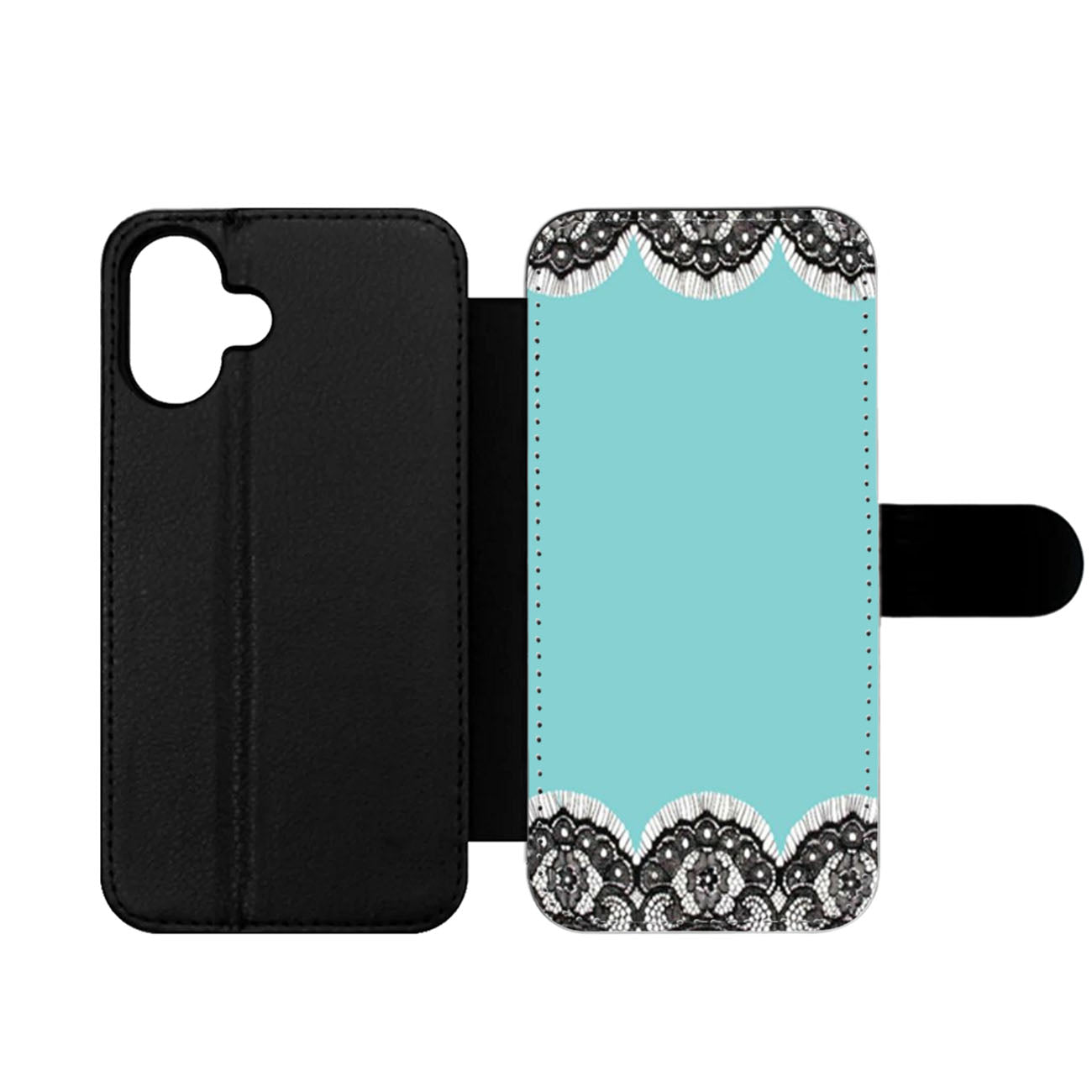 Black Lace and Teal Wallet iPhone Case