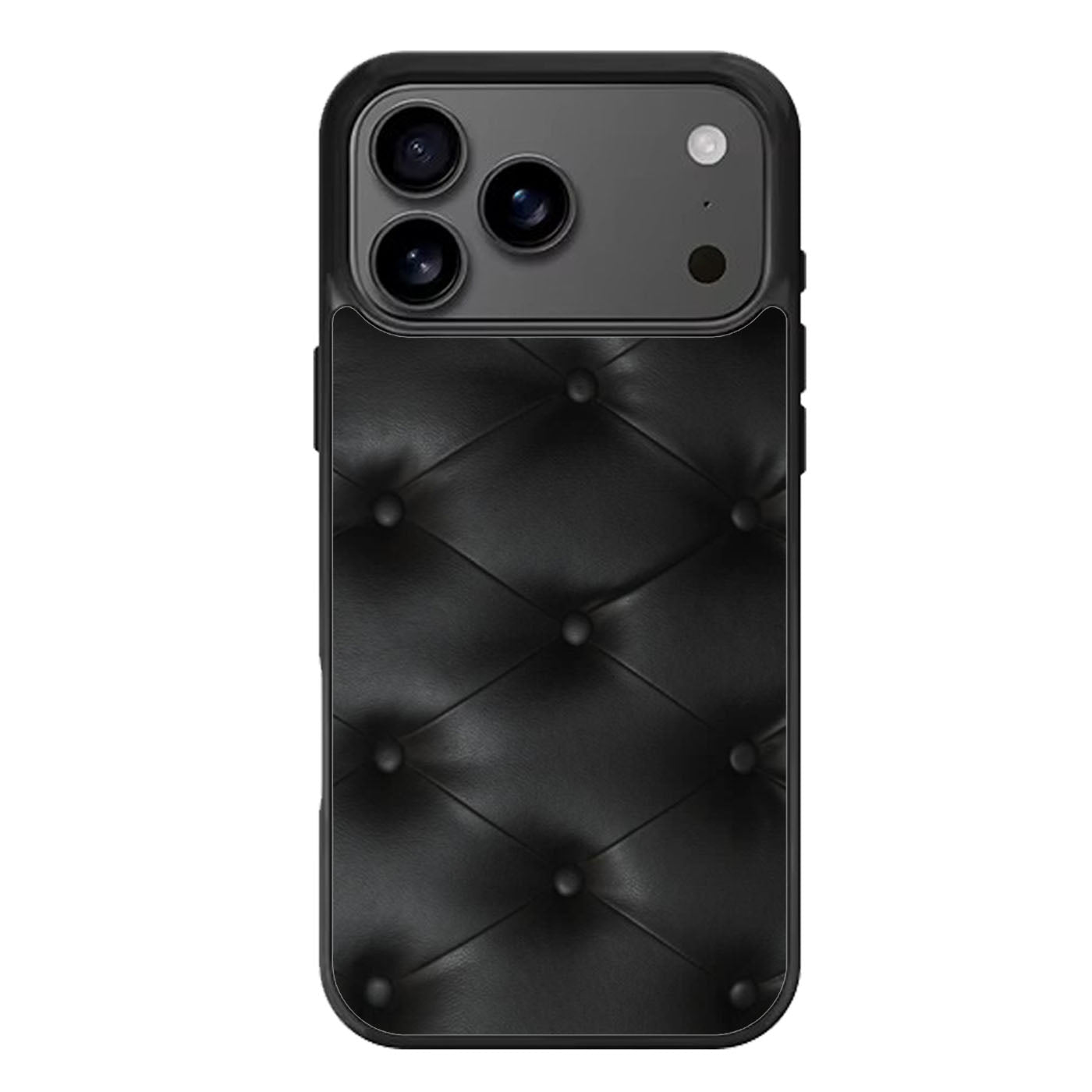 Black Leather Buttoned pattern printed iPhone 17 Pro Max Case