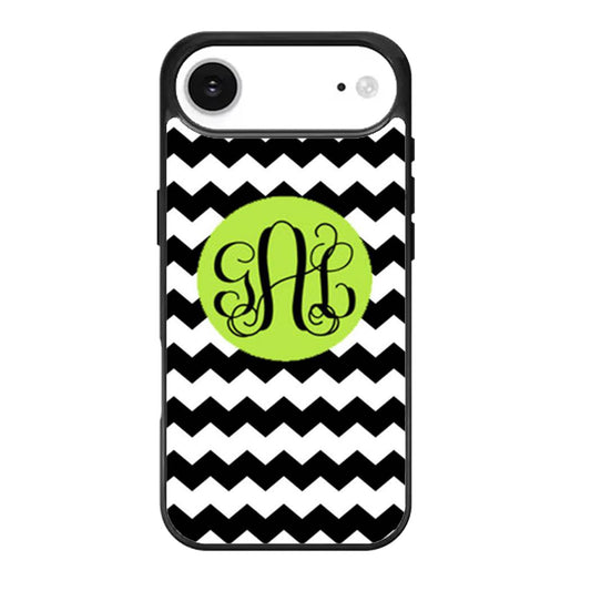 Black Lime Green and White Bold Chevron Monogram iPhone Air Case