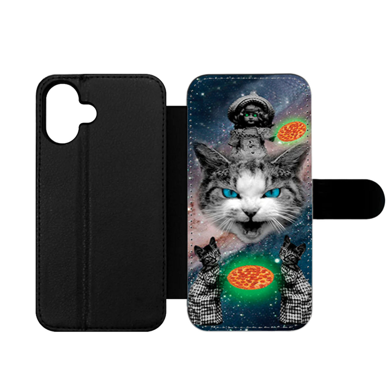Blue Eyes Galaxy Cats Wallet iPhone Case