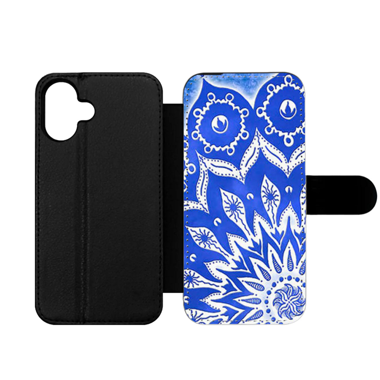 Blue Mandala Pattern Wallet iPhone Case