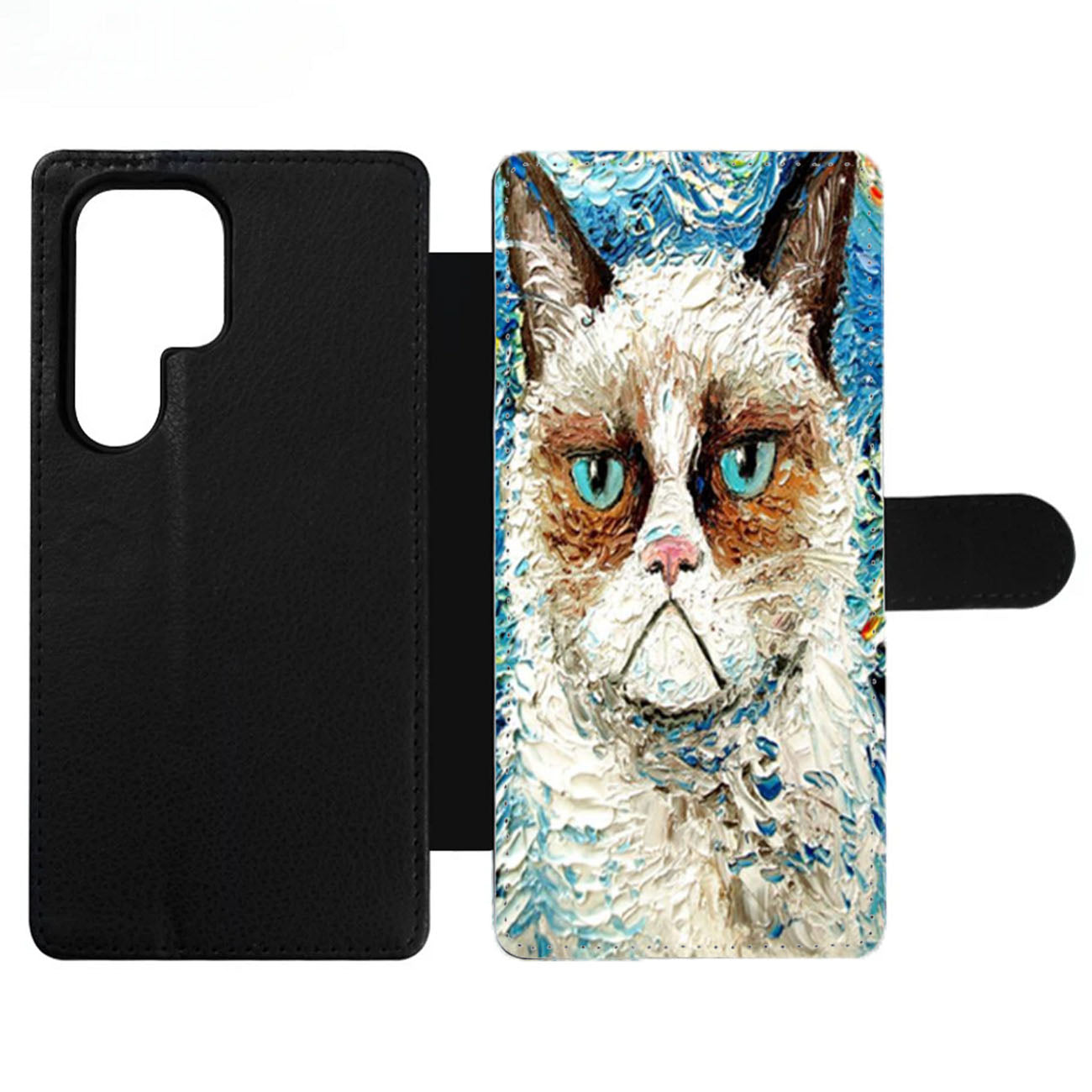 Cat Meets Starry Night Wallet Samsung Case
