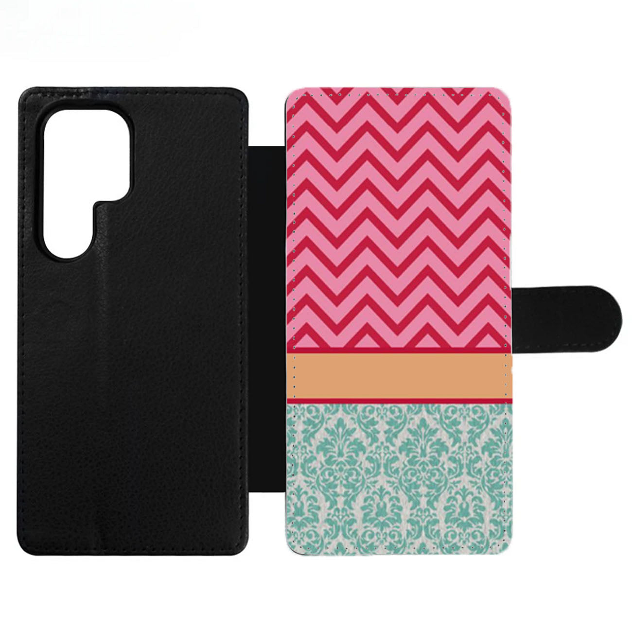 Chevron Damask Floral Pattern Wallet Samsung Case
