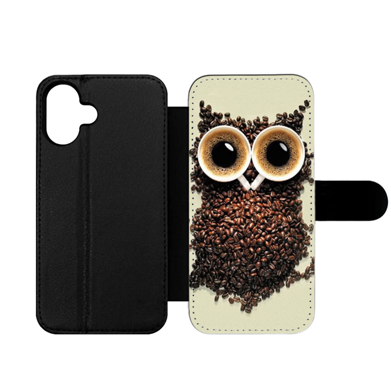 Coffee Beans Owl Art Wallet iPhone Case
