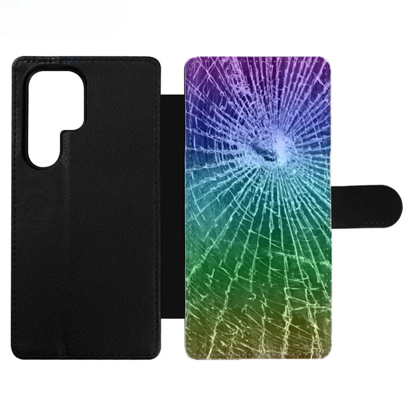 Colorful Cracked Screen Wallet Samsung Case