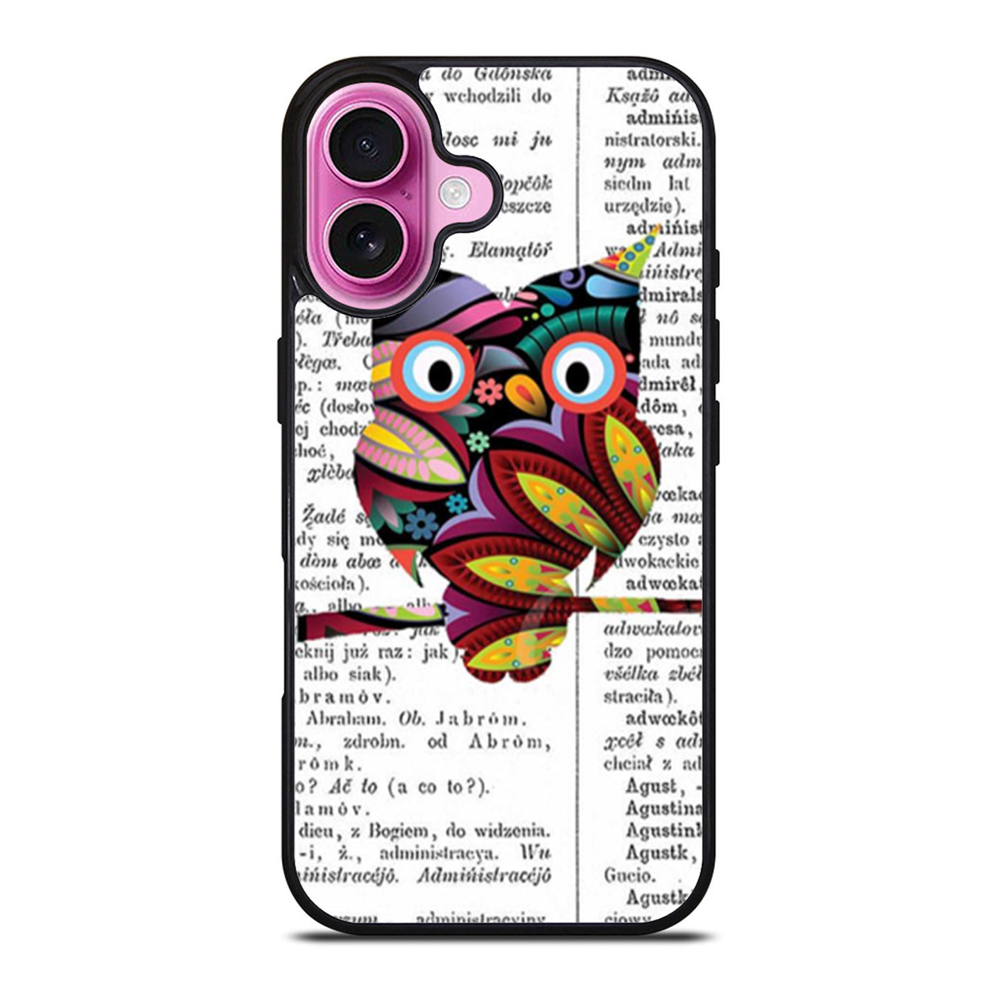 Colorful Owl Dictionary Art iPhone Case Cover