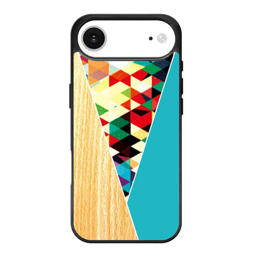 Colorful Polygonal Shape Wood Blue Mint iPhone Air Case