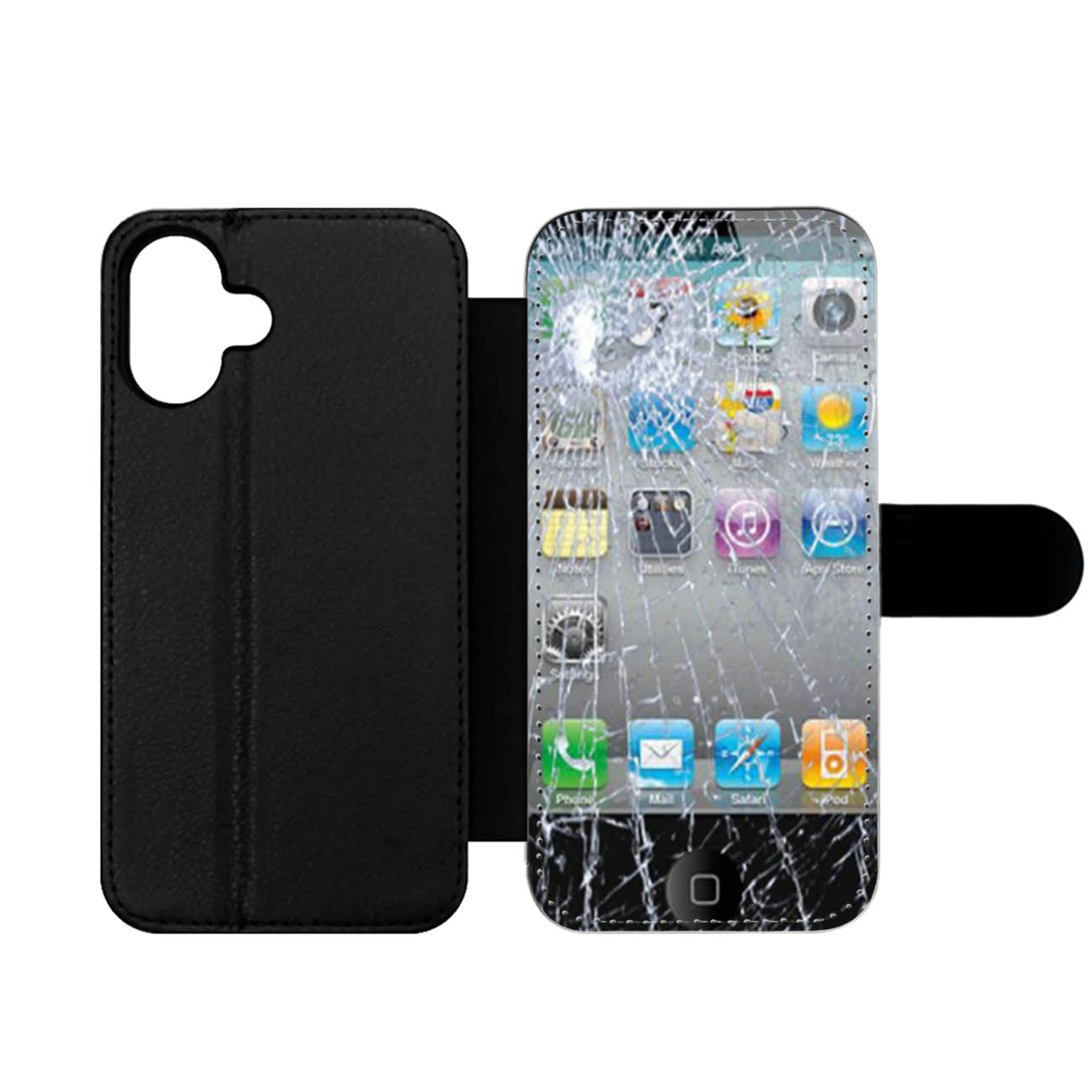 Cracked Screen Glass Wallet iPhone Case