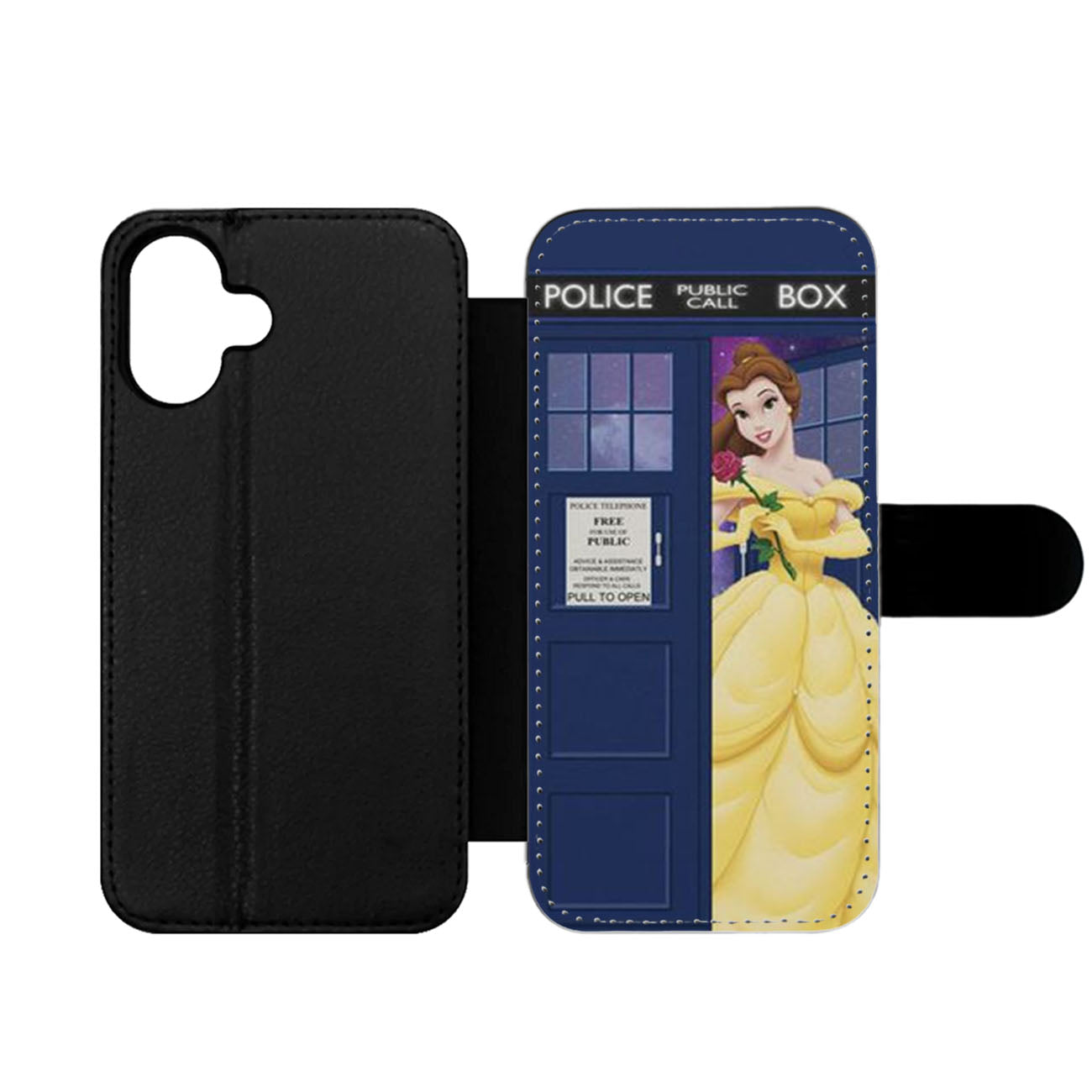 Disney princess Belle Tardis Police Box Three Wallet iPhone Case