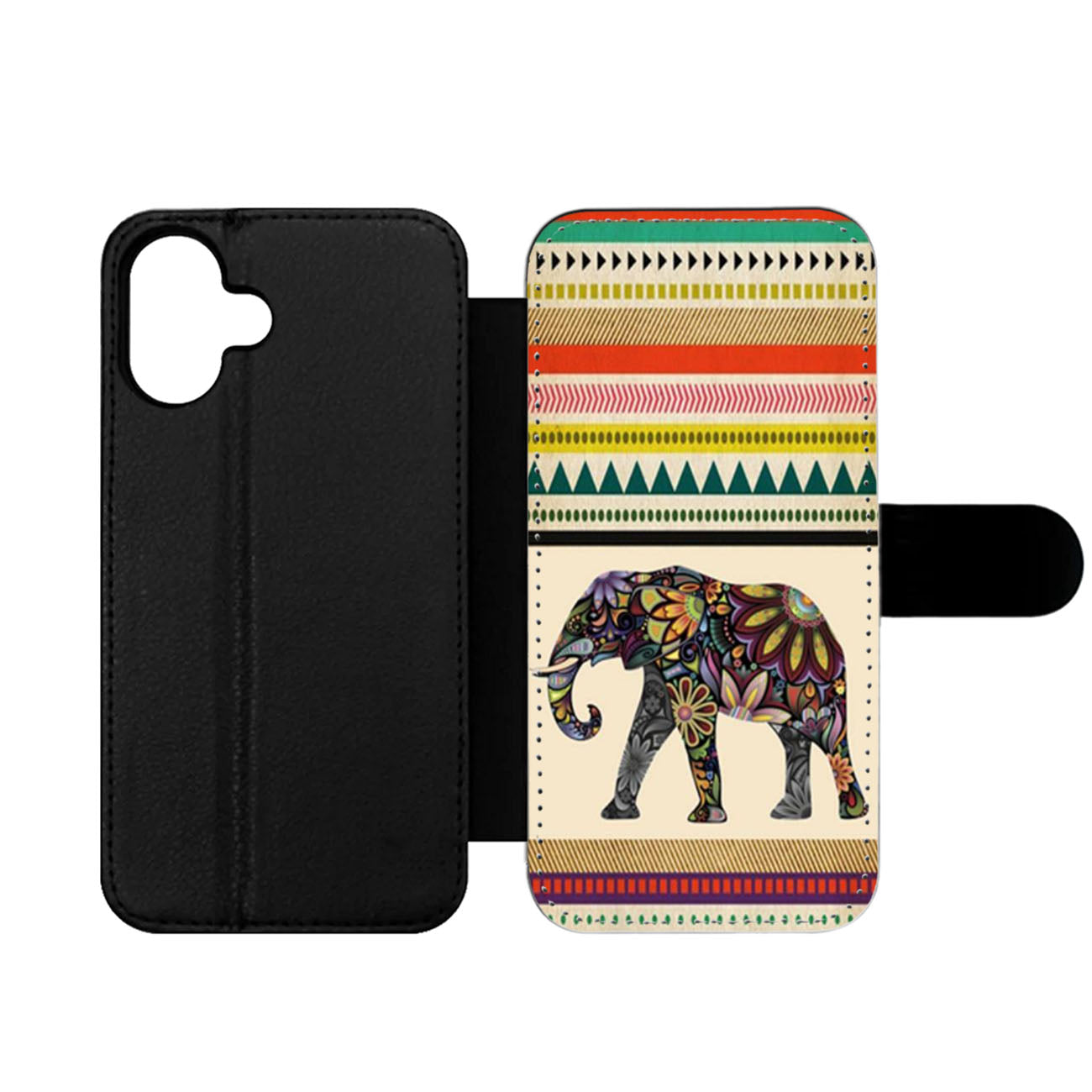 Elephant Aztec pattern Wallet iPhone Case