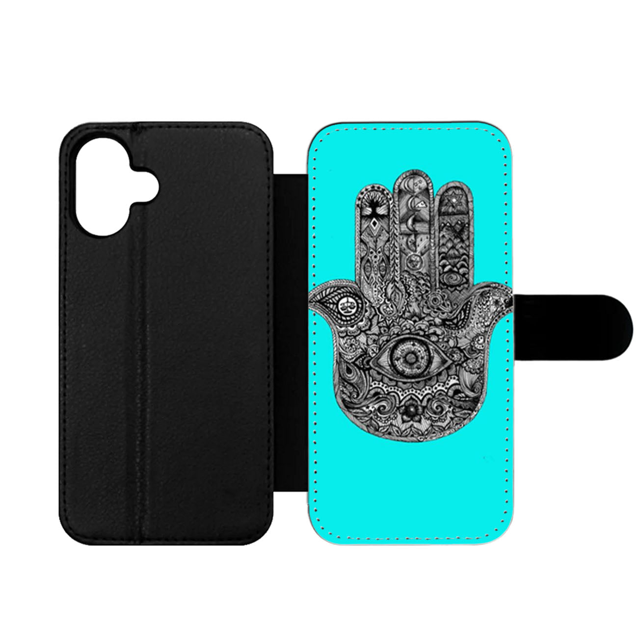 Evil Eye Hamsa Blue Mint Wallet iPhone Case