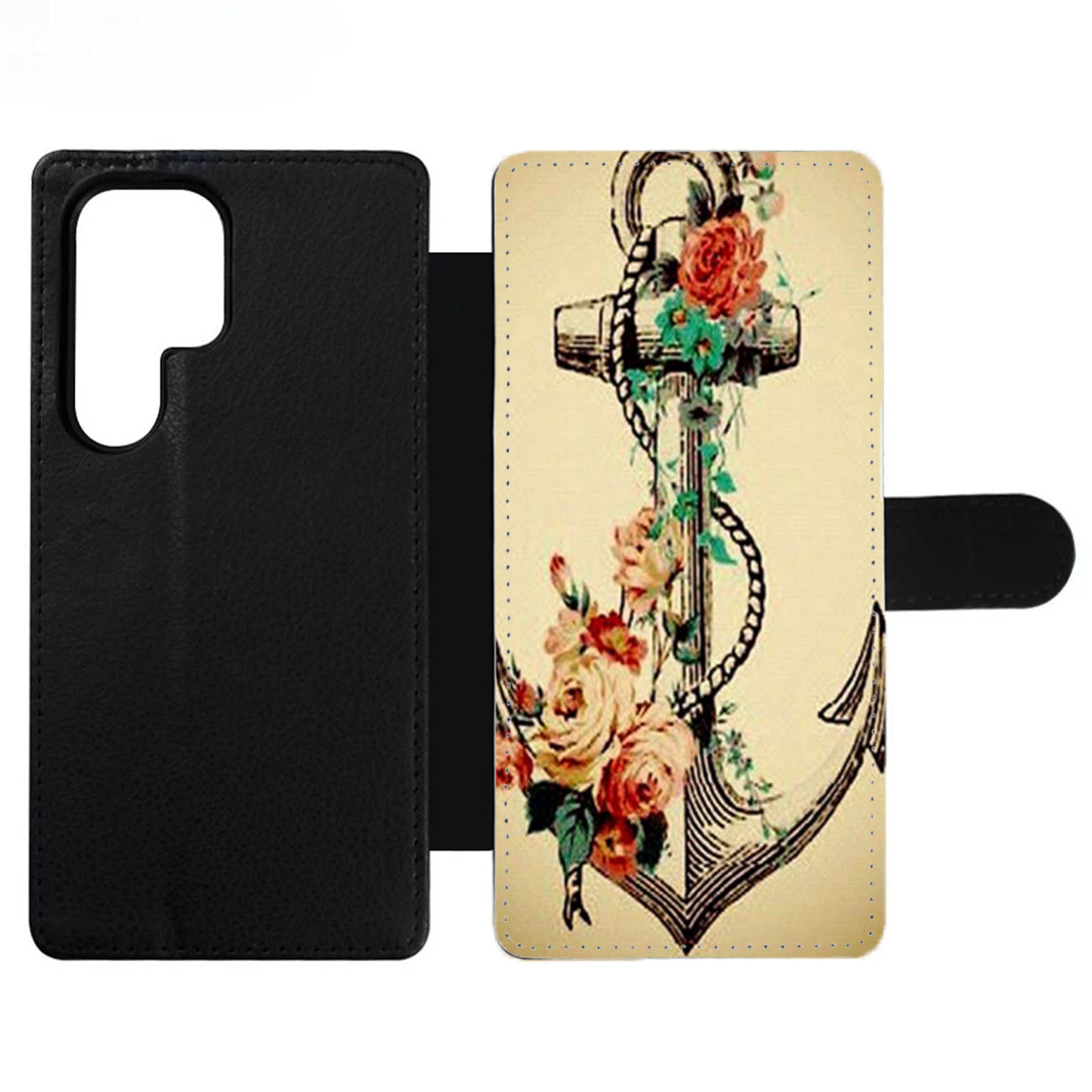 Flower Anchor Tattoo Wallet Samsung Case