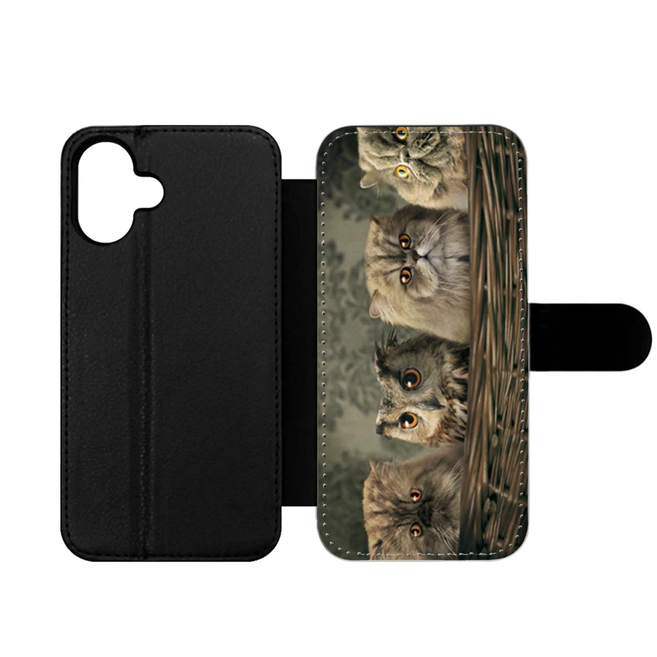 Funny Animal Cat or Owl Wallet iPhone Case