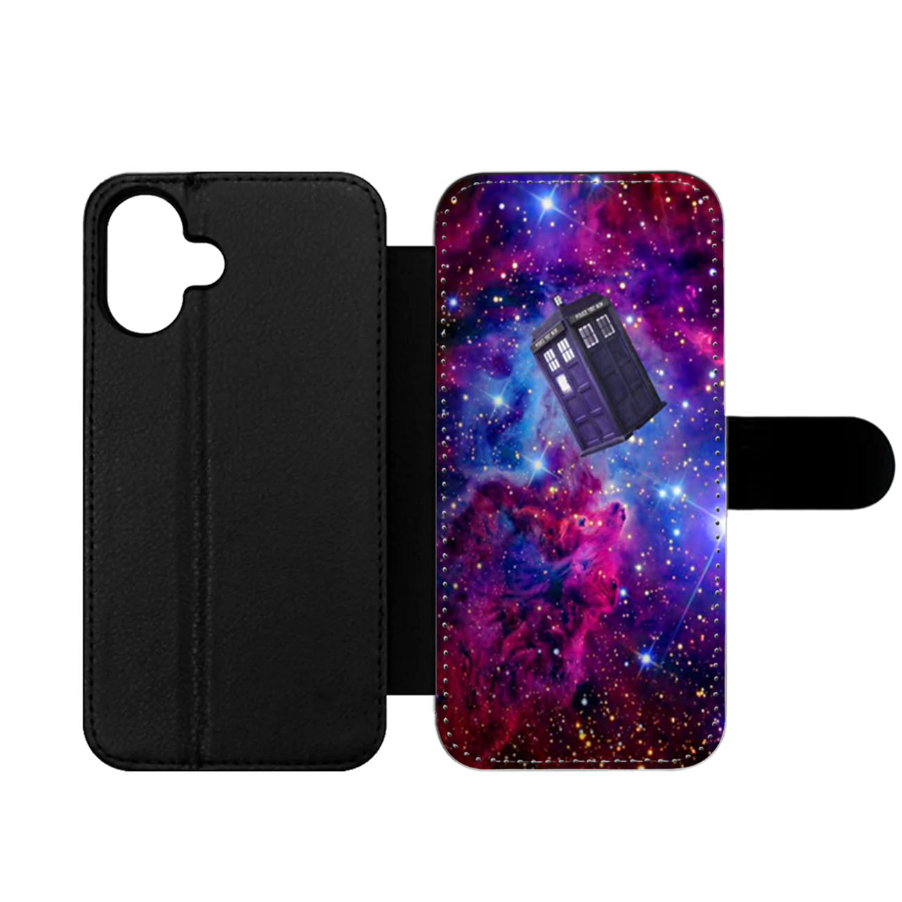 Galaxy Nebula Tardis Box Wallet iPhone Case