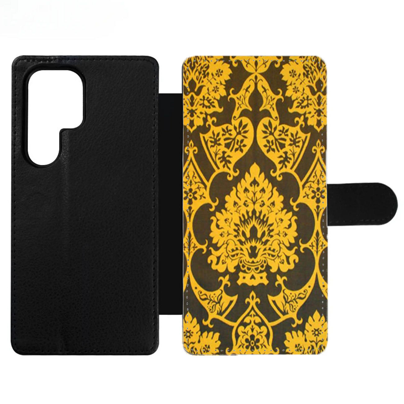 Gothic Black Gold Damask Pattern Wallet Samsung Case