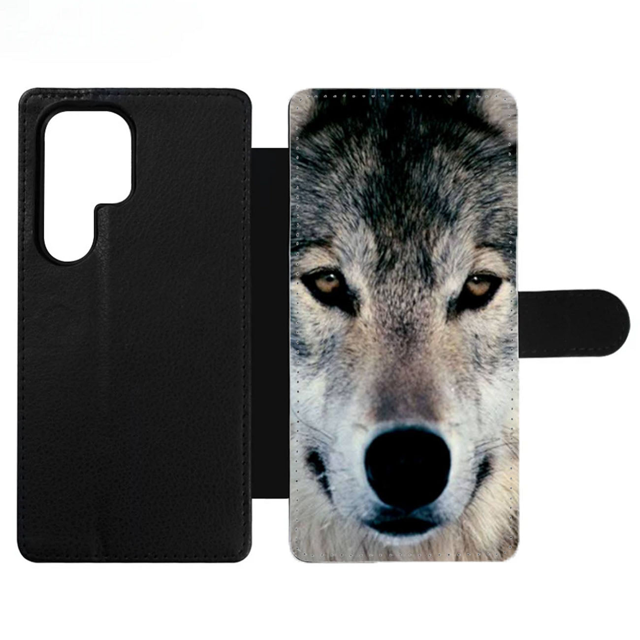 Grey Wolf Face Wallet Samsung Case