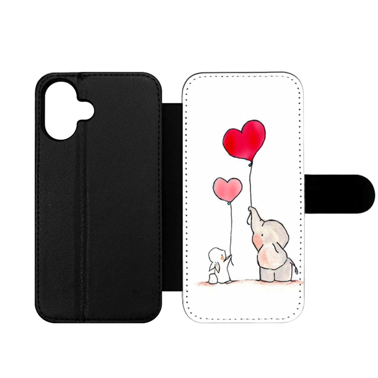 Happy Elephant and Rabbit Wallet iPhone Case