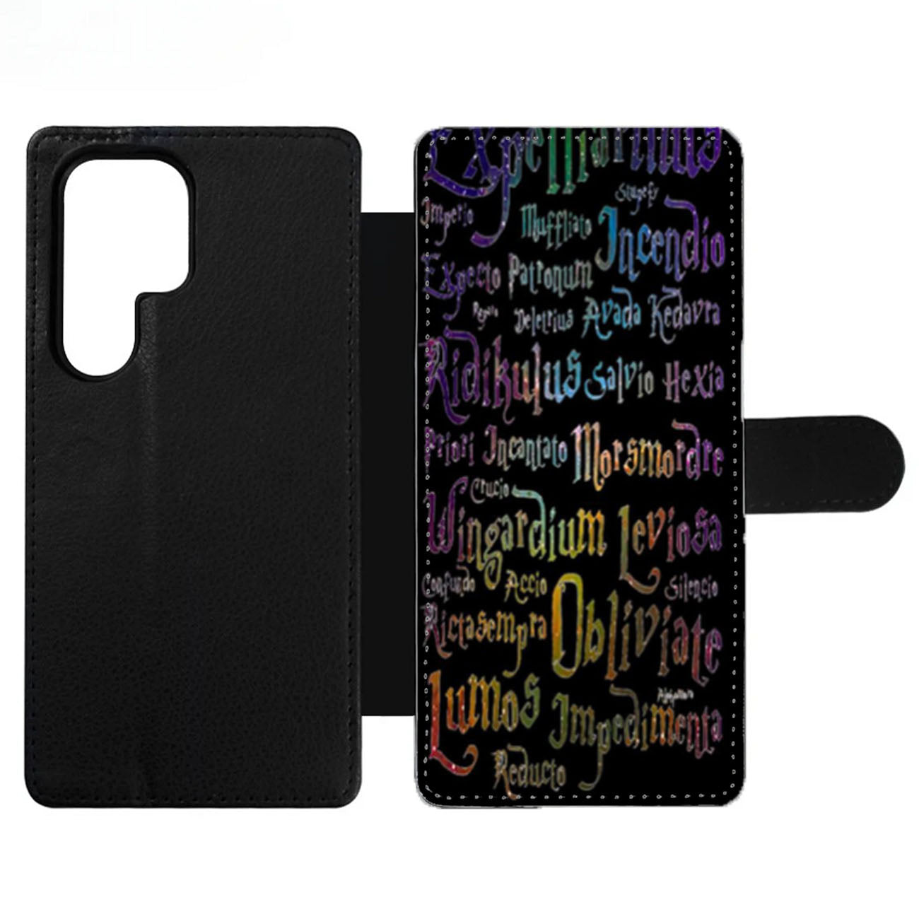 Harry Potter Spell Black Cover Two Wallet Samsung Case