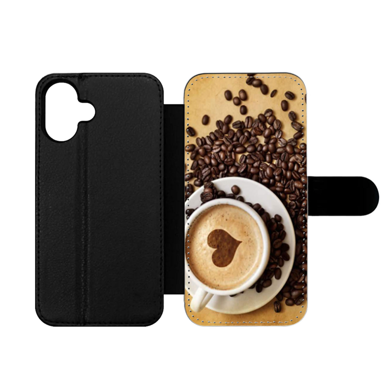 I Love Coffee Latter Art Wallet iPhone Case