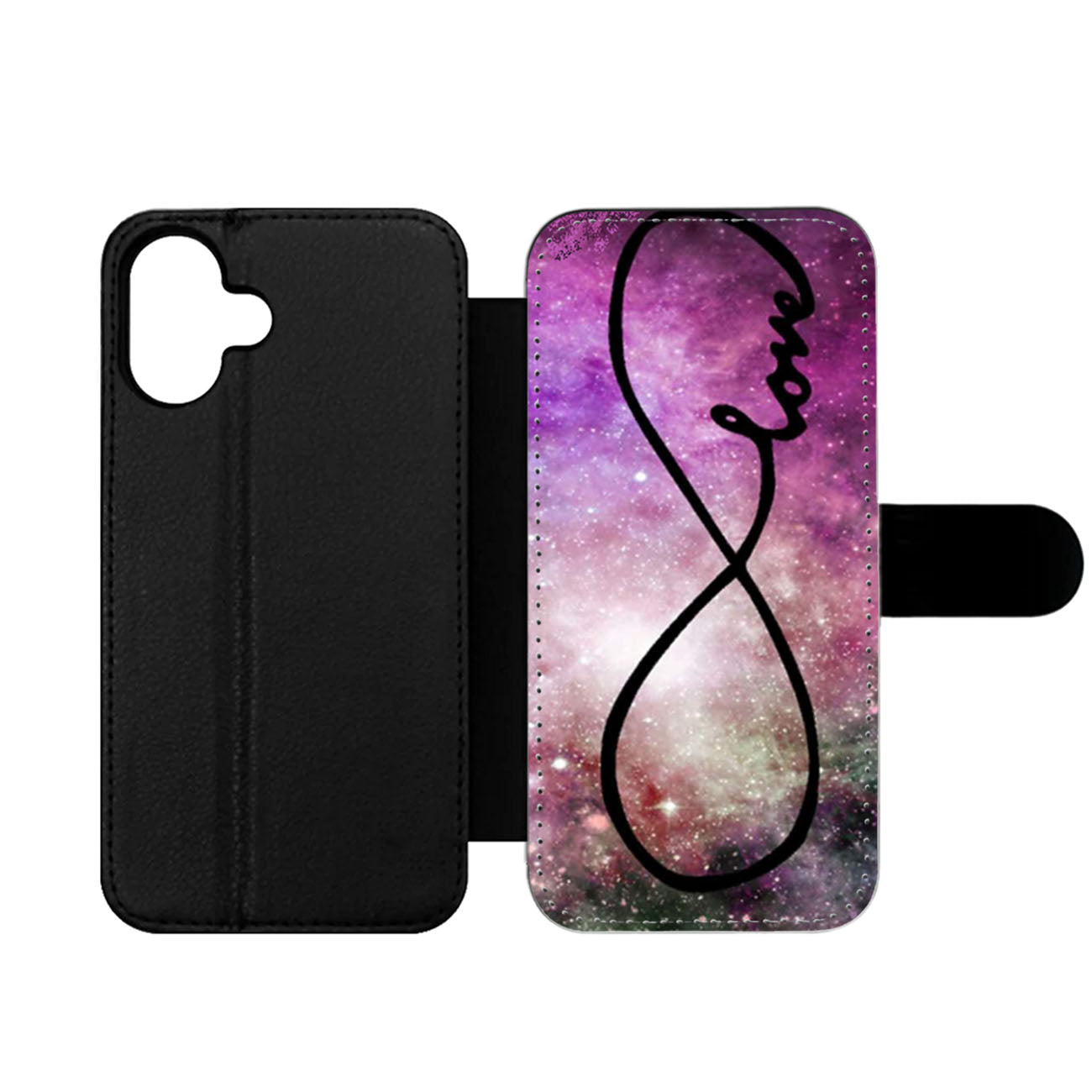 Infinity Love Purple Galaxy Nebula Wallet iPhone Case
