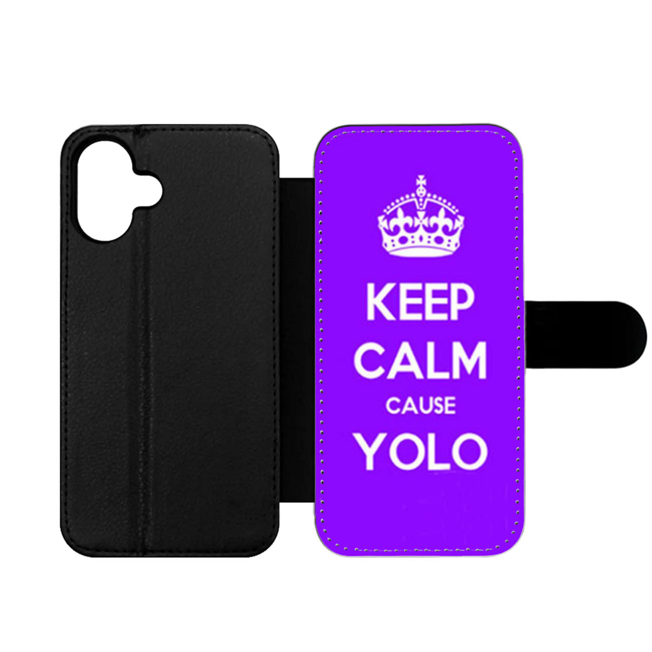 Keep Calm Cause Yolo Purple Wallet iPhone Case