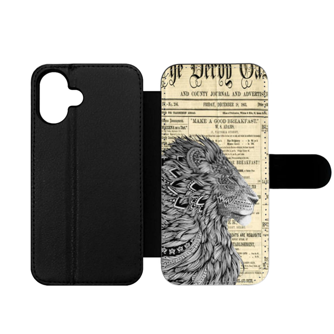 Lion King Aztec Old Newspaper Wallet iPhone Case