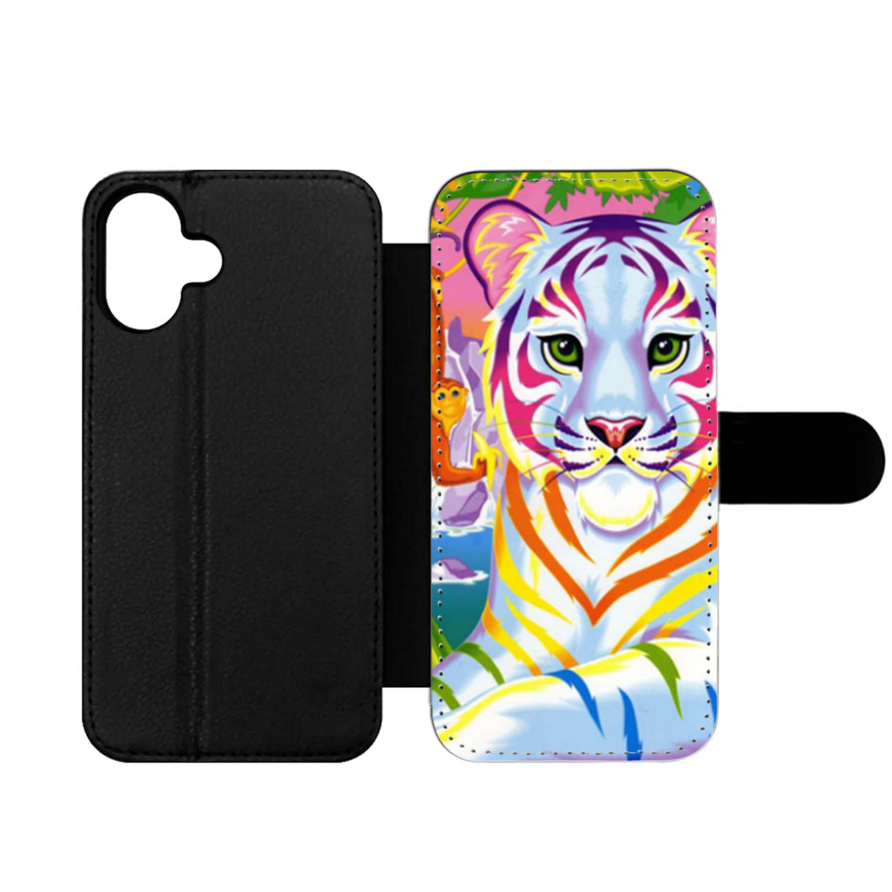 Lisa Frank Neon Tiger and Monkey 90s Wallet iPhone Case