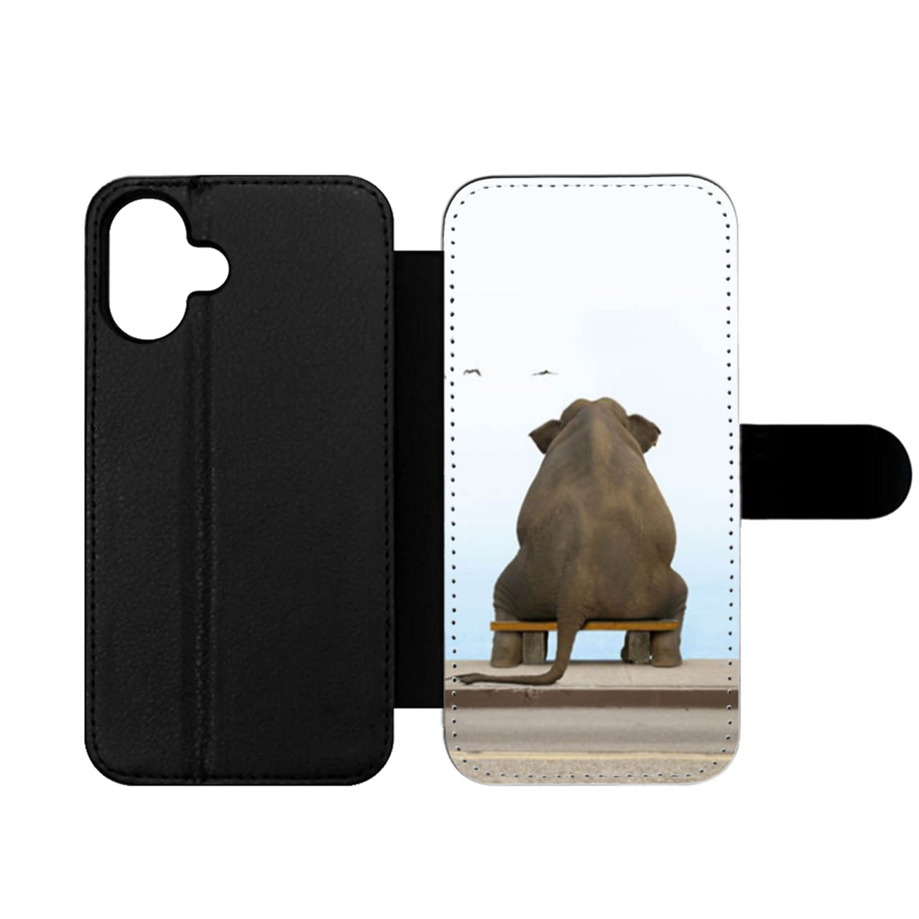 Lonely Elephant Sitting on Bench Wallet iPhone Case