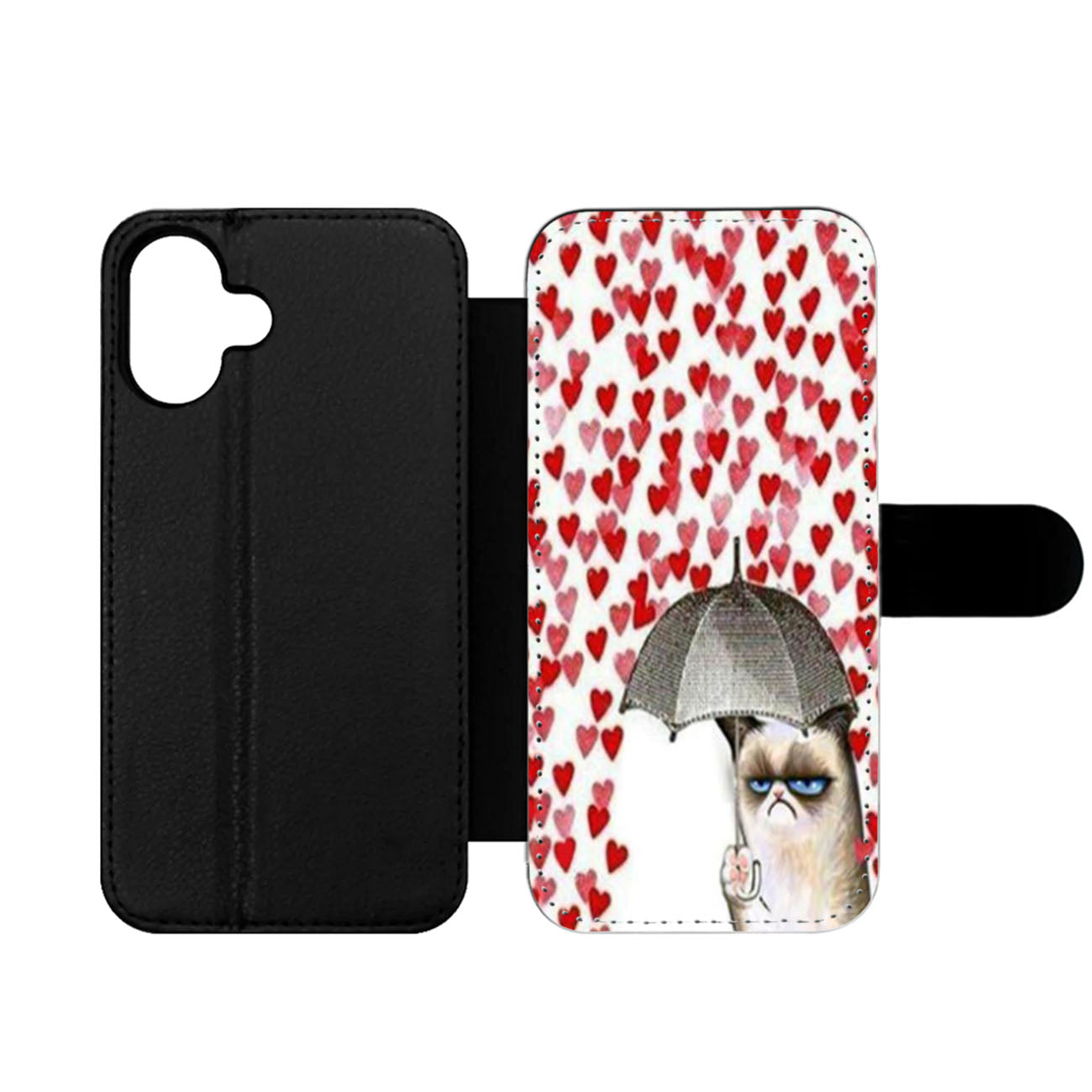 Love Rain Cat Umbrella Wallet iPhone Case