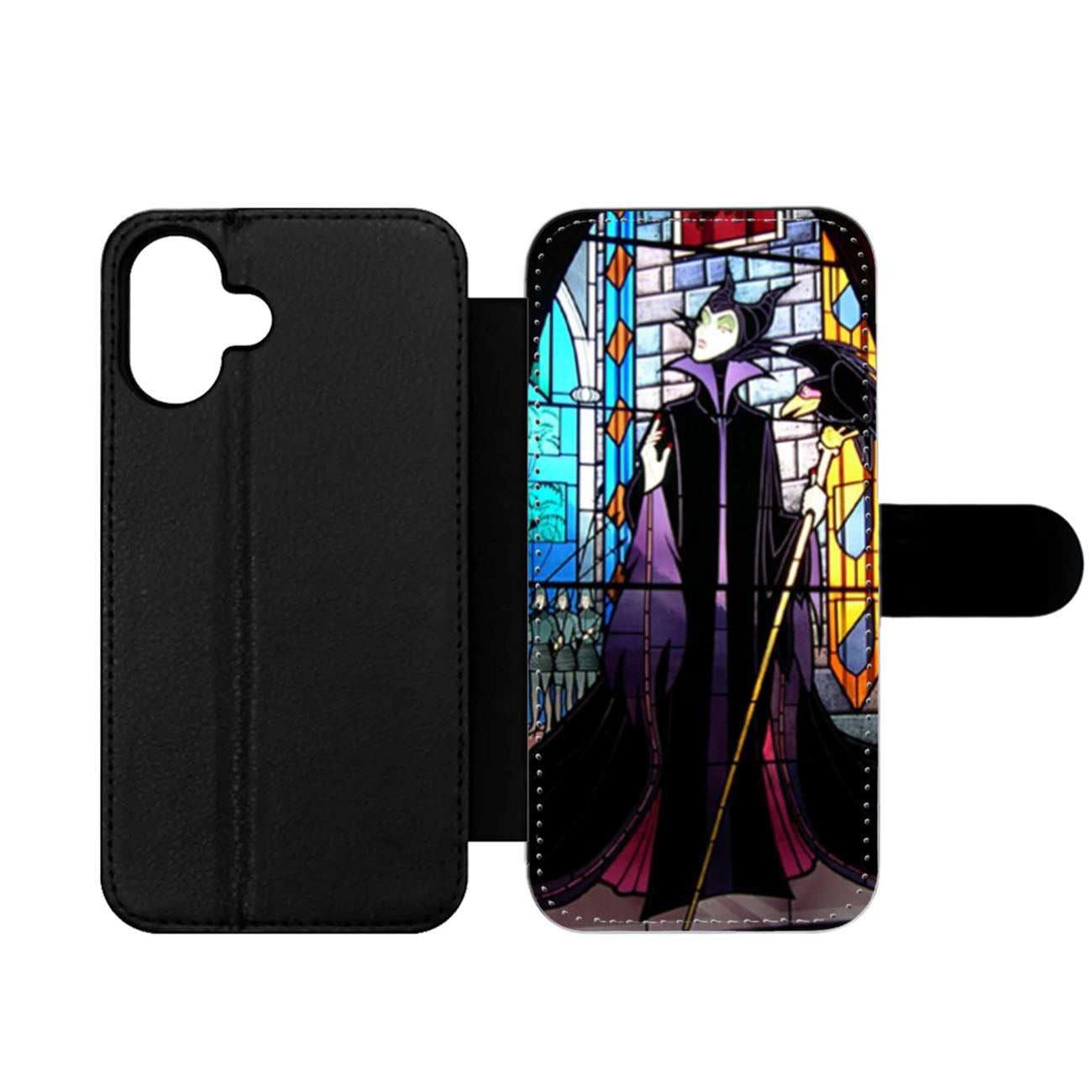 Maleficent Sleeping Beauty Glass Design Wallet iPhone Case
