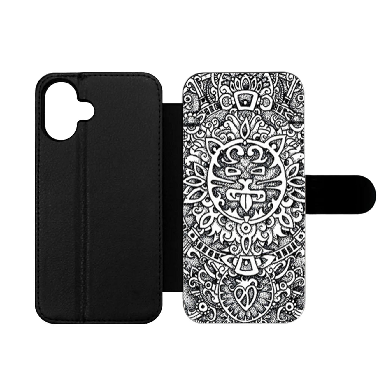 Mandala Lion Pattern Wallet iPhone Case