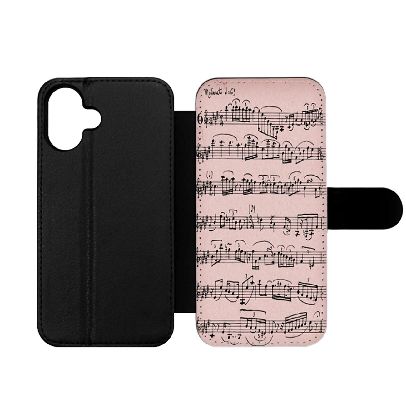 Music Note Winter White Mozart Wallet iPhone Case