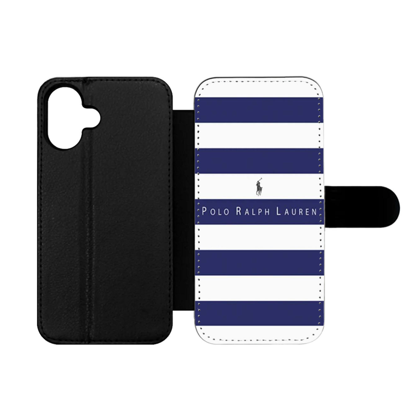 Polo Ralph Lauren Blue White Stripes Wallet iPhone Case