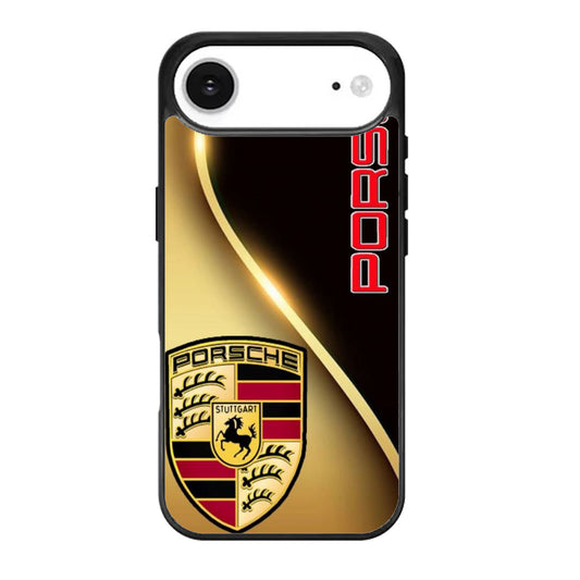 Porsche Metallic Golden Logo iPhone Air Case