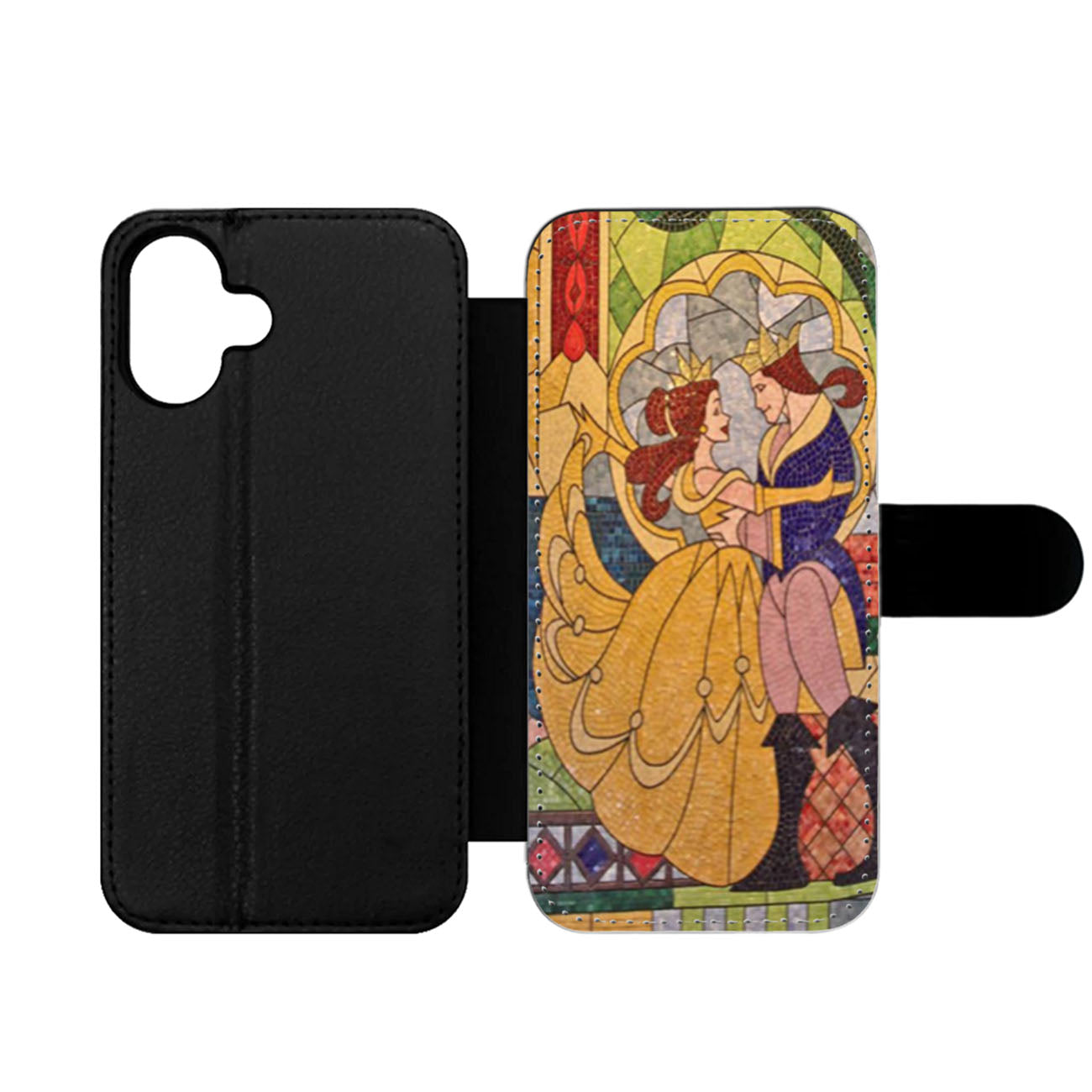 Prince Beast And Belle Stained Glass Wallet iPhone Case