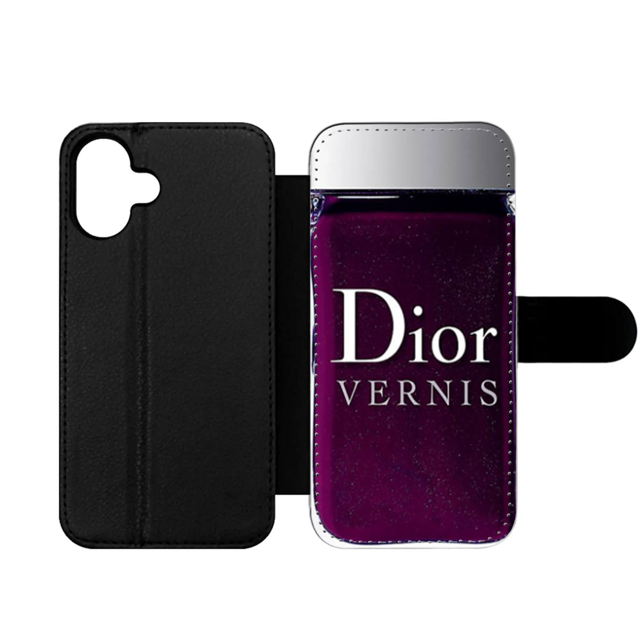 Purple Faux Glitter Vernis Nail Colour Wallet iPhone Case
