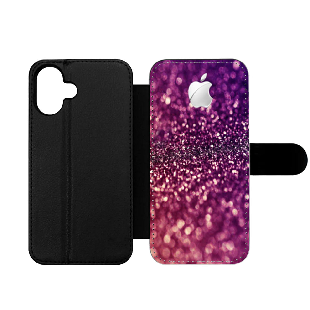 Purple Faux Glitter Wallet iPhone Case