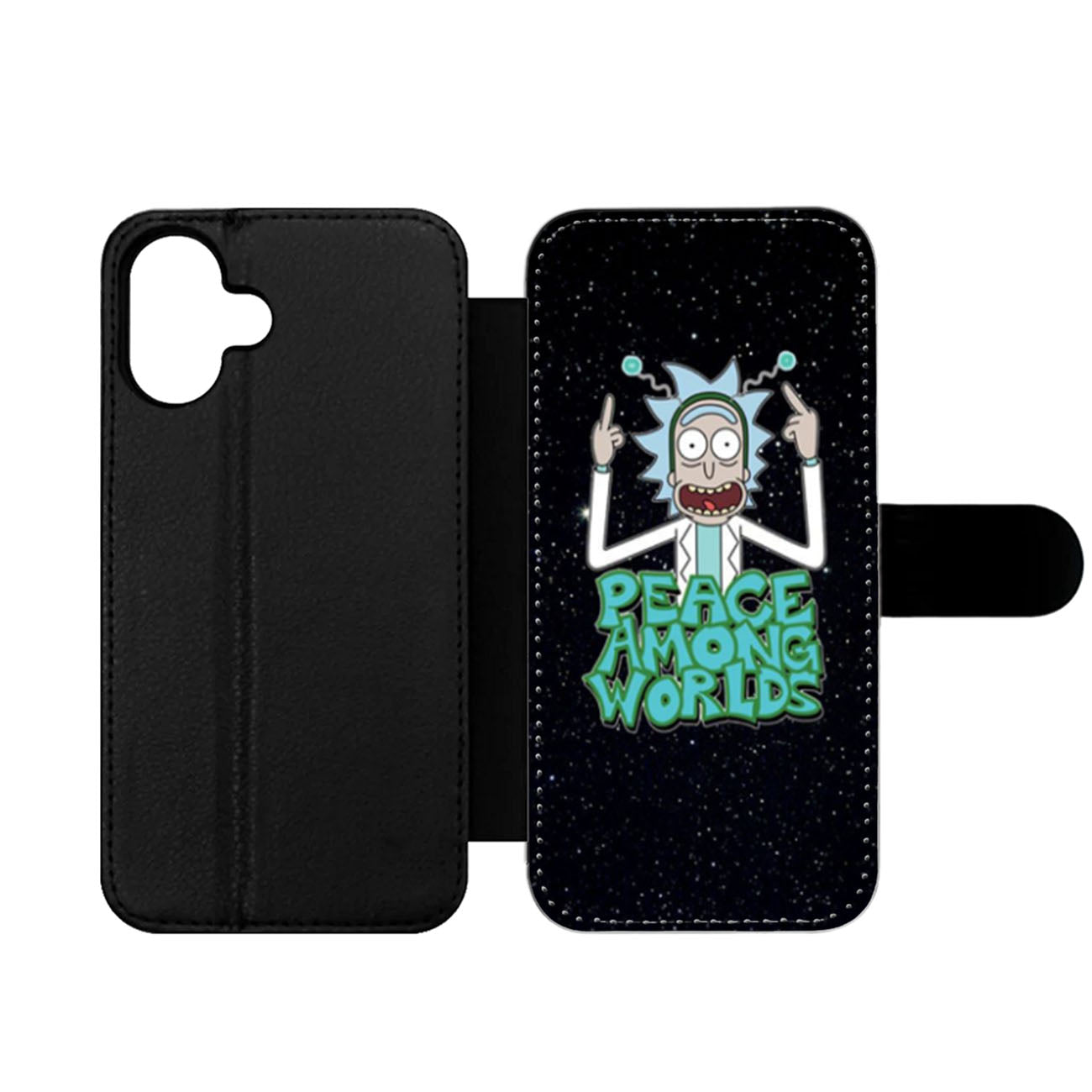 Rick Sanchez Morty Peace Among Worlds Wallet iPhone Case